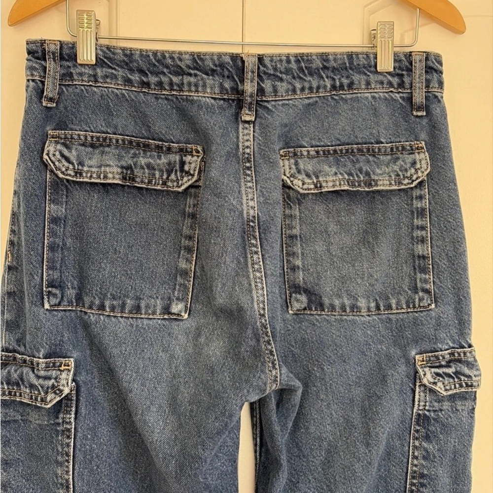 Zara Dark Blue Wide-Leg Cargo Jeans - Picture 5 of 13